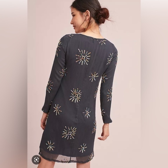 NWT Anthropologie Intropia Starburst Sequined Dress SZ L Reg $348 - Picture 3 of 13